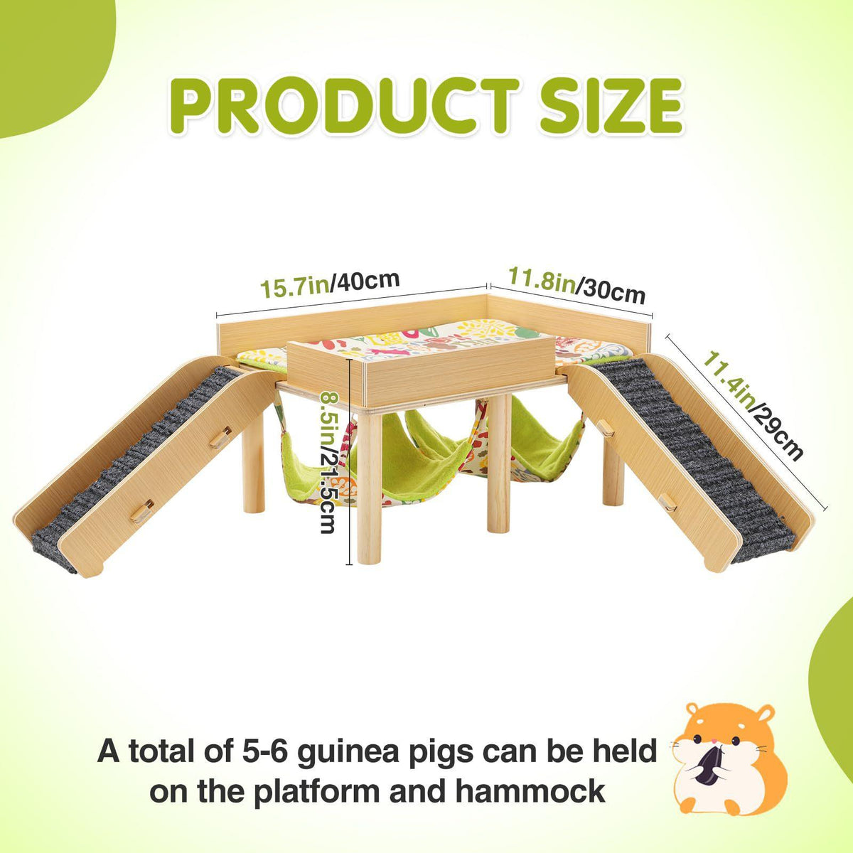 Wooden Guinea Pig Double Hammock Nest With Removable Design And Ladder For Pet Cages