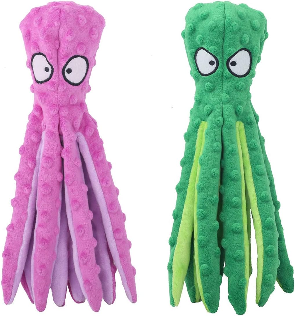 Dog Squeaky Toys Octopus No Stuffing Crinkle Plush Toys For Puppy Teething Durable Interactive Chew Toys For Small Medium And Large Dogs Tra