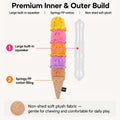 Squeaky Dog Plush Chew Toy, Interactive Tug Squeaky Toy For Chewers, Medium & Large Dogs & Fetch Play, 17.7 In Stuffed Rainbow Ice Cream Toy