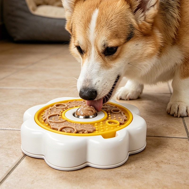 Rotating Pet Licking Bowl with Stainless Steel Ball