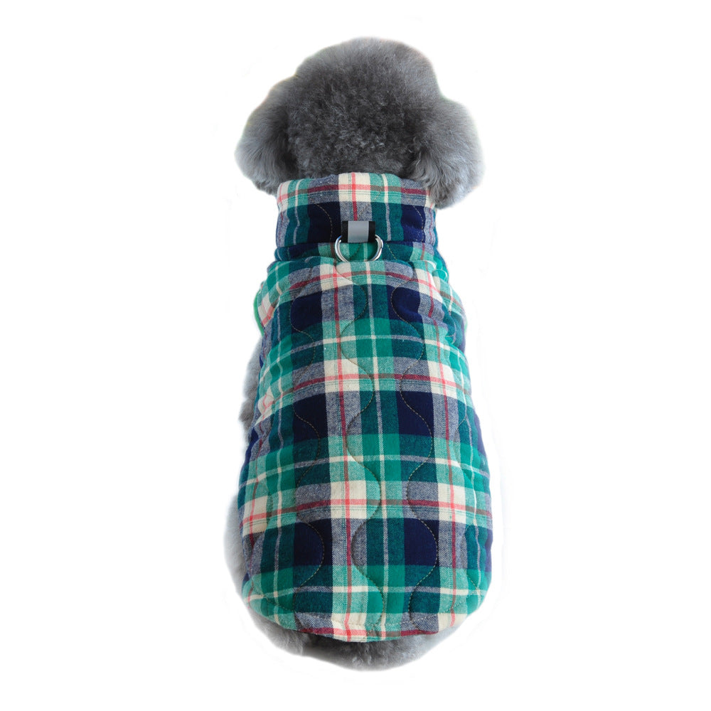 Winter Plaid Zip Dog Down Jacket