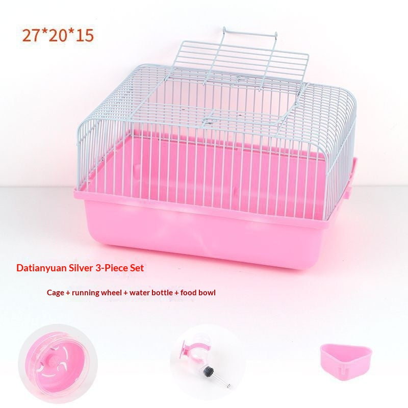 Small Pastoral-Style Pet Supply Set Including A Water Bottle A Food Bowl And A Running Wheel