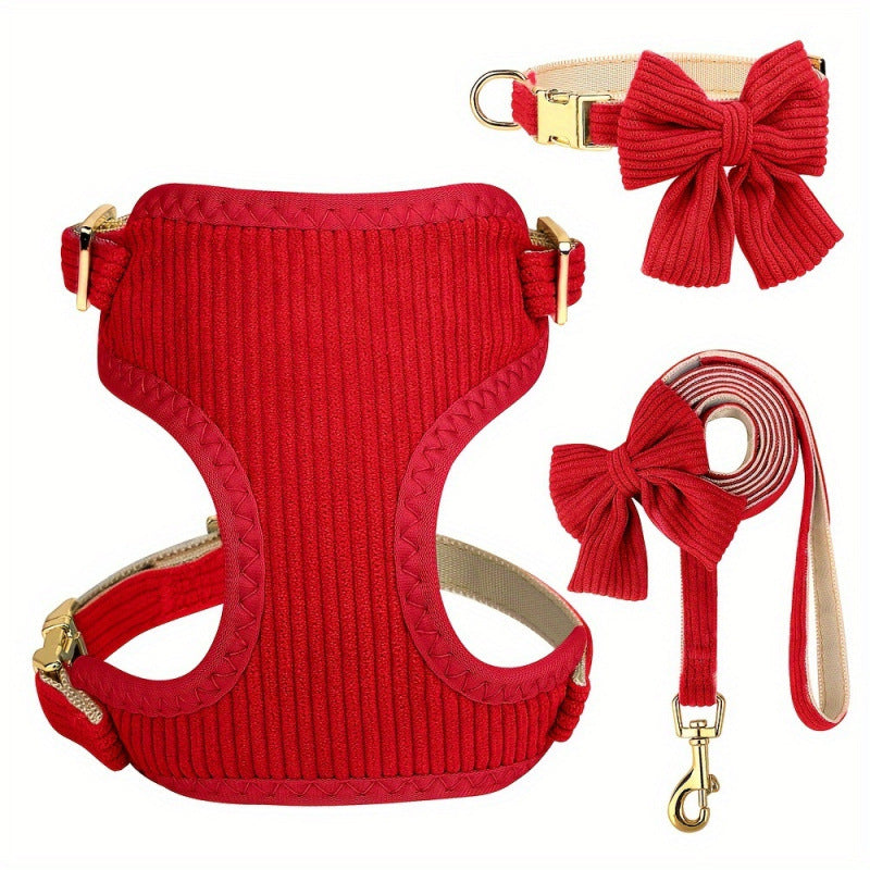 Solid Color Pet Vest Harness With Bow