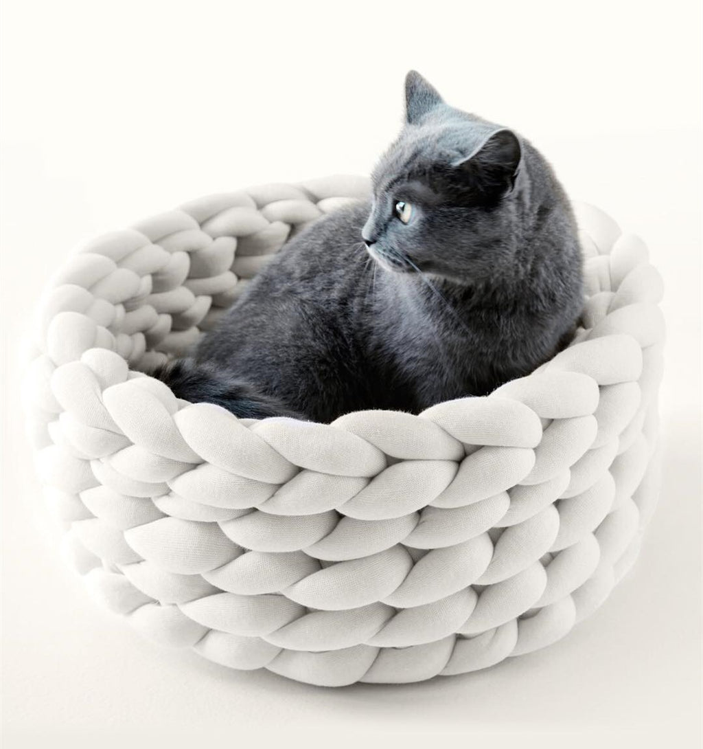 Coarse Wool Hand-Woven Pet Nest Washable Solid Color