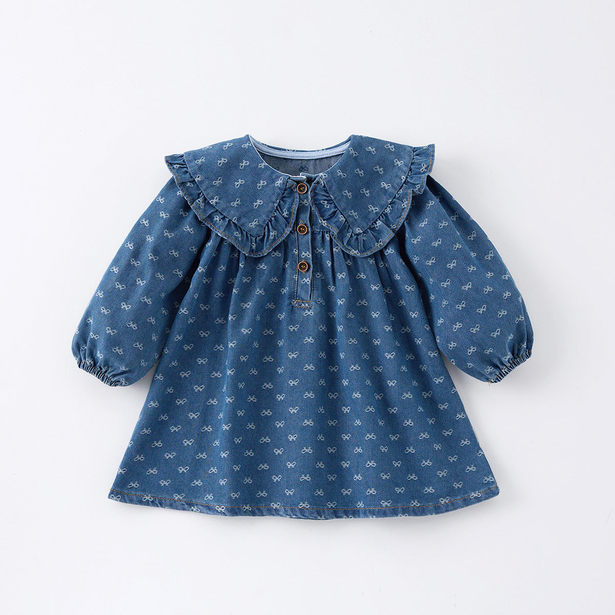 Toddler Girls Denim Crawling Romper And One-Piece Dress