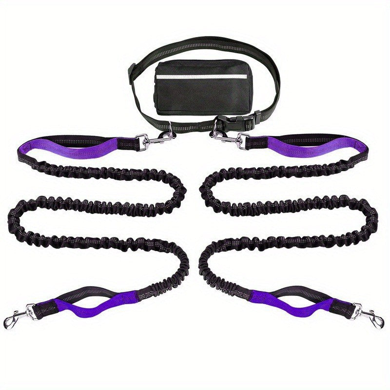 Reflective Dog Running Leash Set With Waist Bag