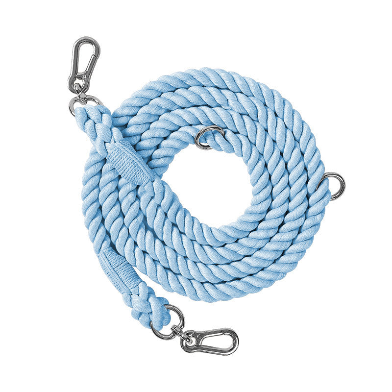 Woven Rainbow Running Dog Leash Multi-Functional Hand Holding Rope Double Head