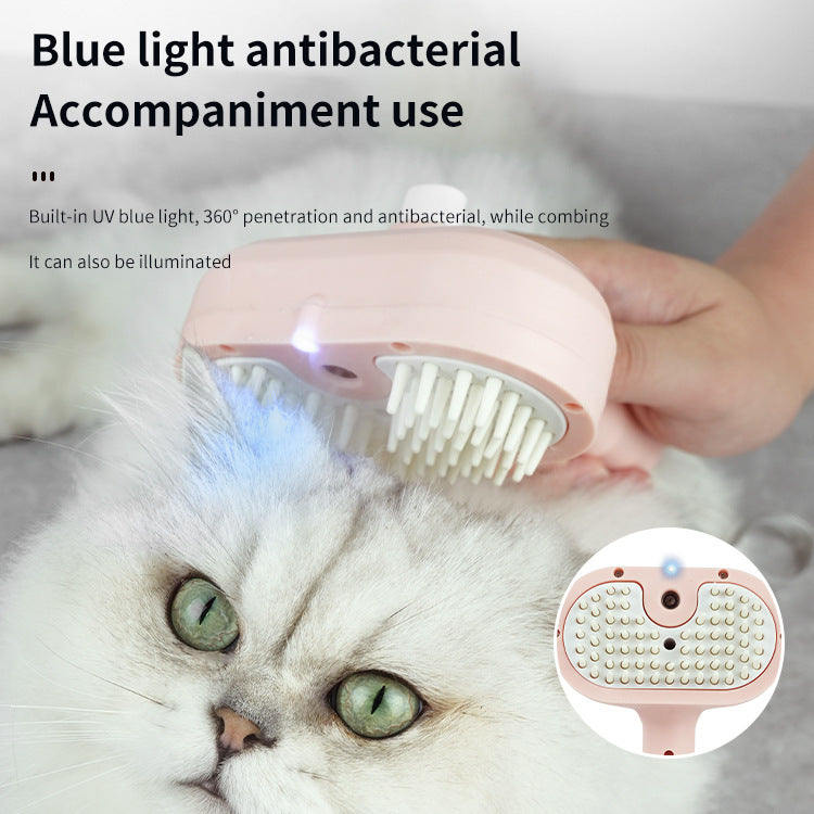 Pet Blue Light Sterilization Press Spray Comb Anti-Fly Hair Comb