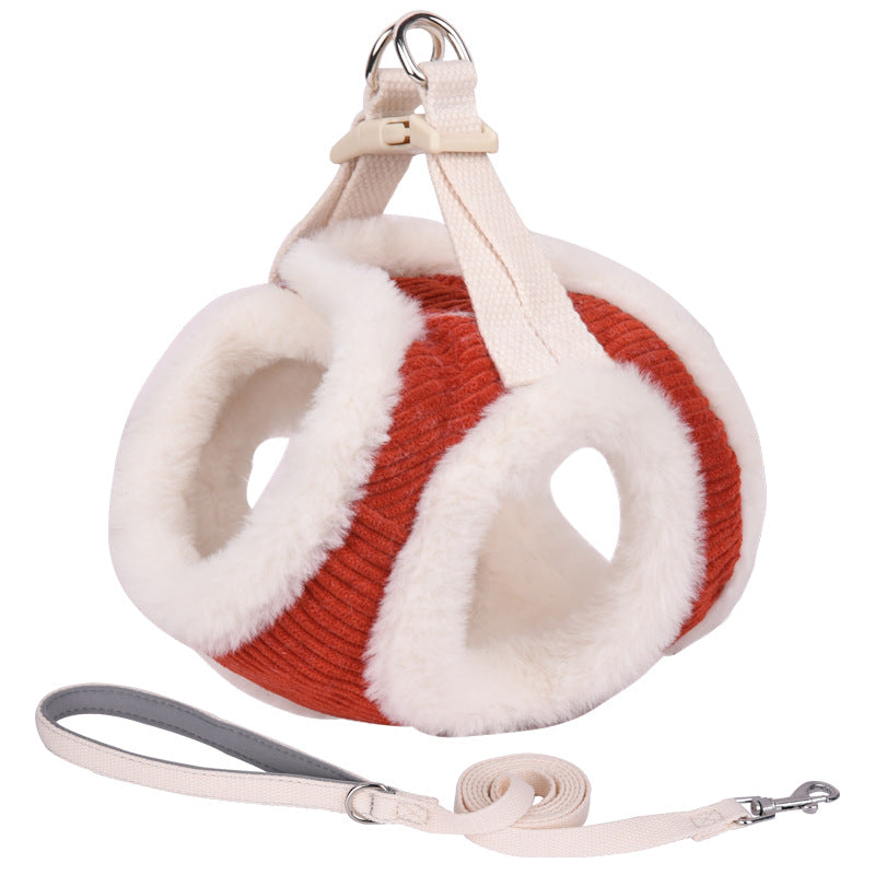 Plush Pet Harness Vest-Style Adjustable Medium And Small