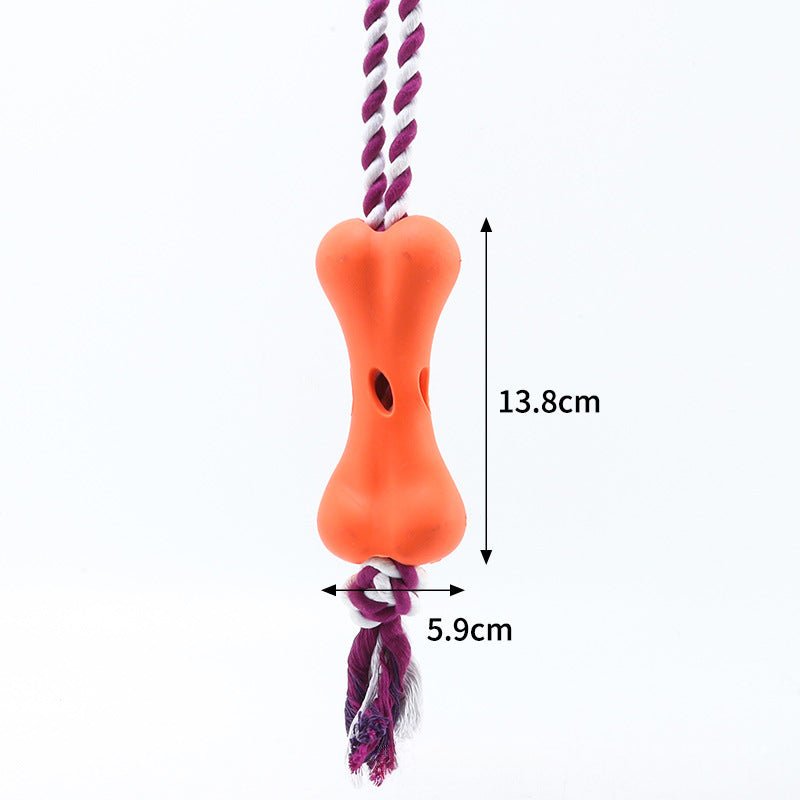 Pet Porous Leaking Bone Rope Knot Toy Gnawing Teeth To Relieve Boredom Can Put Beef Strips Cheese Dog Toy