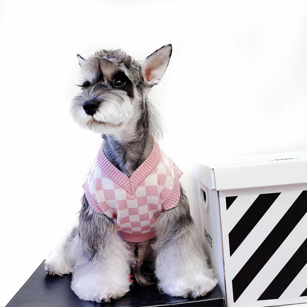 Pet Girly Cute Checkerboard Vest Sweater