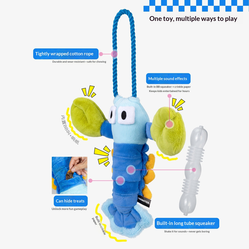 Dog Toy Tug-Of-War Plush Crinkle Paper Bite-Resistant Squeaky Chew