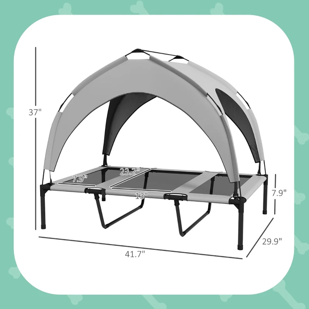 Elevated Dog Bed With Canopy, Raised Outdoor Pet Bed For Camping With Washable Breathable Mesh
