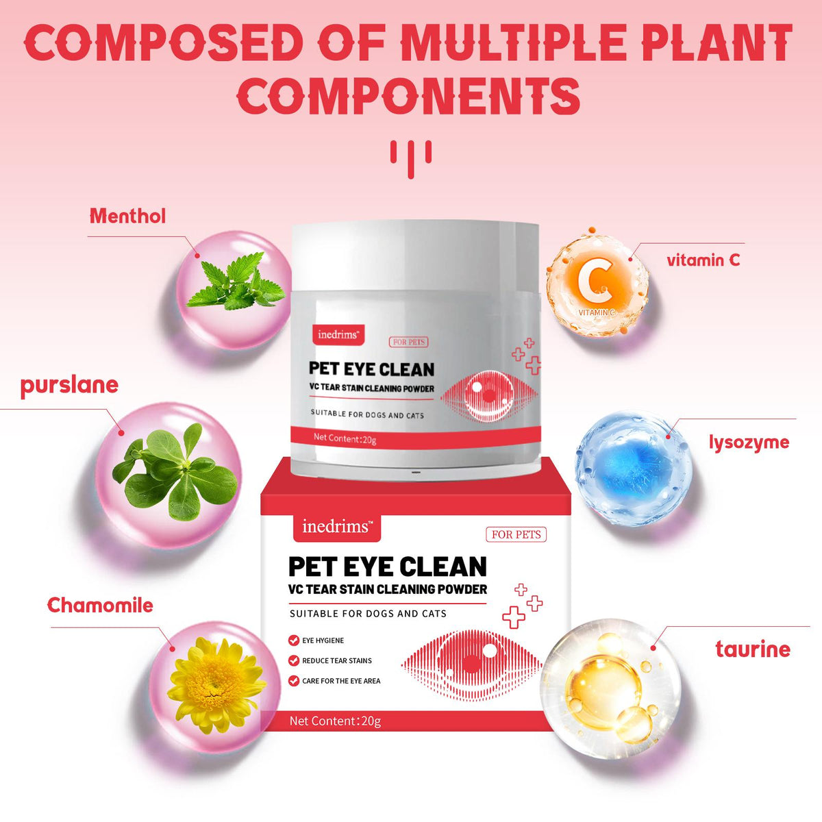 Pet Tear Stain Removal Powder - Natural And Gentle Formula, Eye And Fur Care, Tear Stain Removal And Brightening, An Essential Product For P