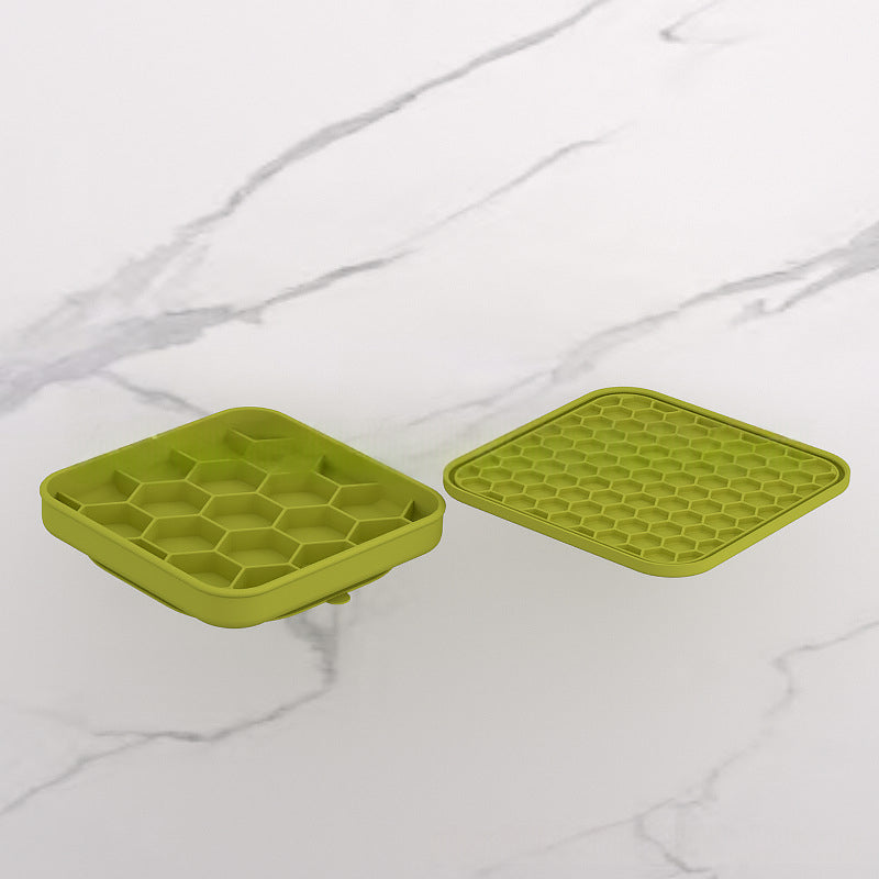 3-In-1 Honeycomb Slow Feeder Licking Dish With Lid