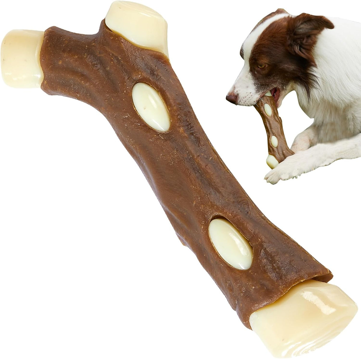 Dog Bones Chew Toys For Aggressive Chewers Real Beef Flavor Indestructible Dog Teething Chew Toys For Large Medium Small Puppies Breed Tough