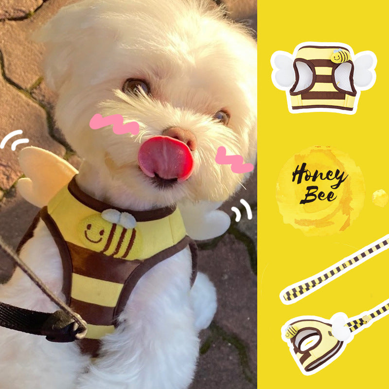Small Bee Dog Leash and Harness Set