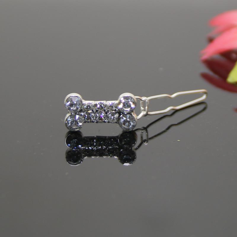 Rhinestone Dog Bone Barrettes