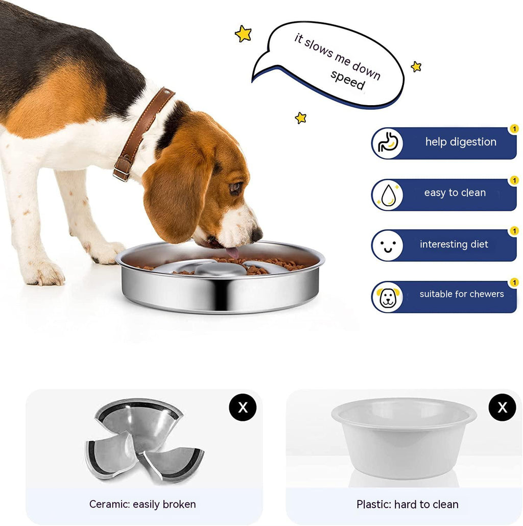 Stainless Steel Slow Feeding Pet Bowl