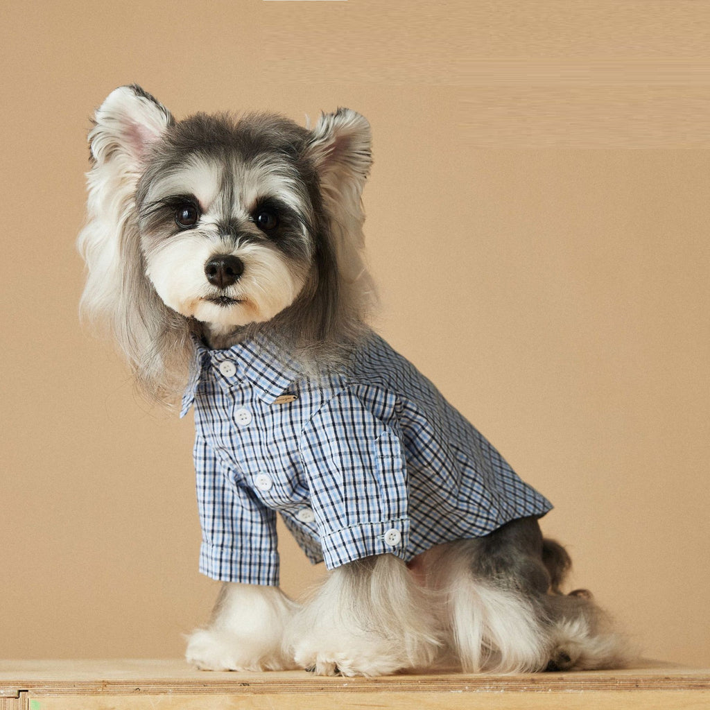 Light Blue Summer Plaid Dog Shirt