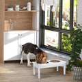 23" Wooden Heavy Duty Dog Food Bowls Pet Elevated Feeding Station -White