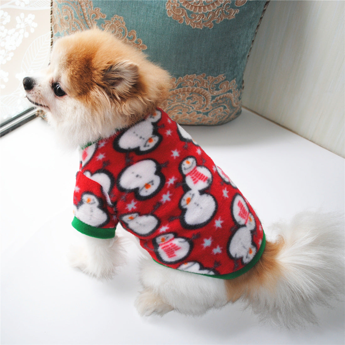 Dog Christmas Clothing Optional Classic Pattern Christmas Hat Ginger Cake Autumn And Winter Pullover Fluffy Jacket Warm Hoodie