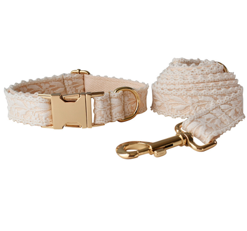 Leaf Lace Bow Dog Collar
