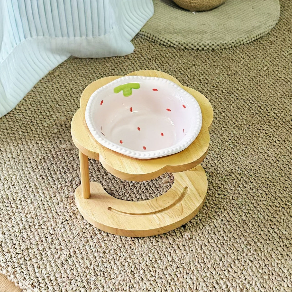 Tip-Resistant Ceramic Elevated Pet Bowl with Stand