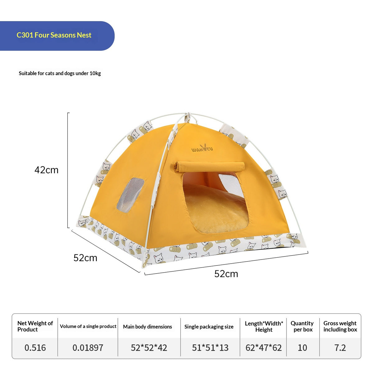 Four-Season Universal Windproof Pet Tentcat Bed For Outdoor Camping