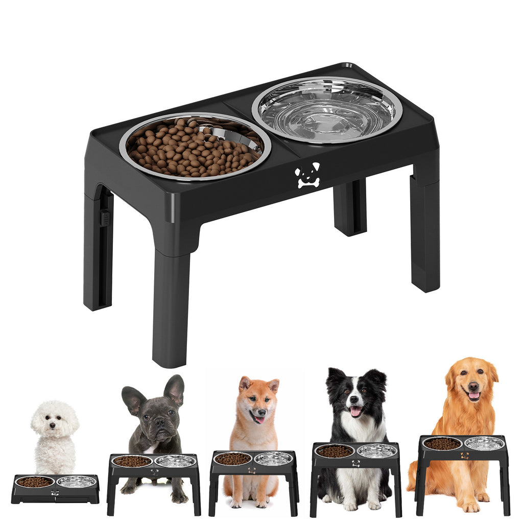 Adjustable Elevated Dog Bowl Stand with Bowls