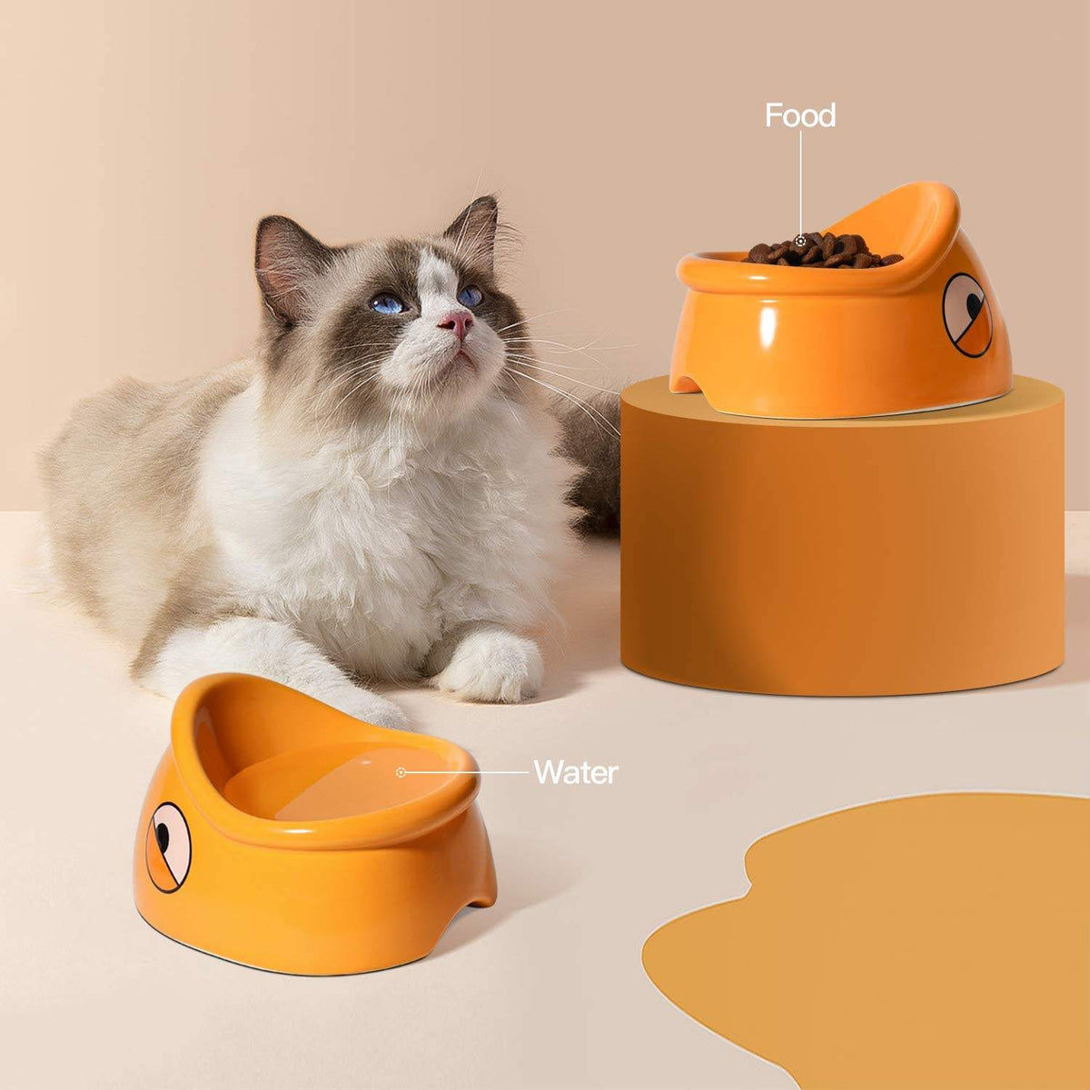 Overturning-Proof Ceramic Pet Food Bowl