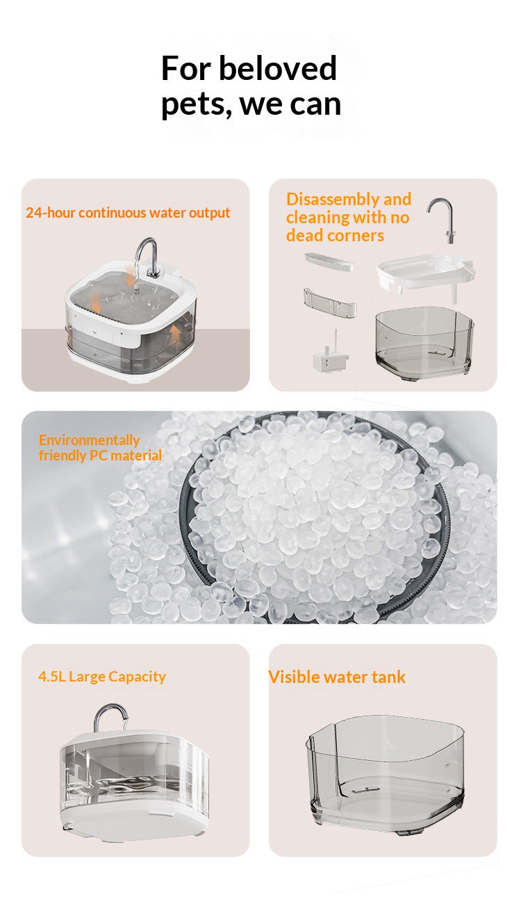 Large Transparent Automatic Filtered Pet Fountain