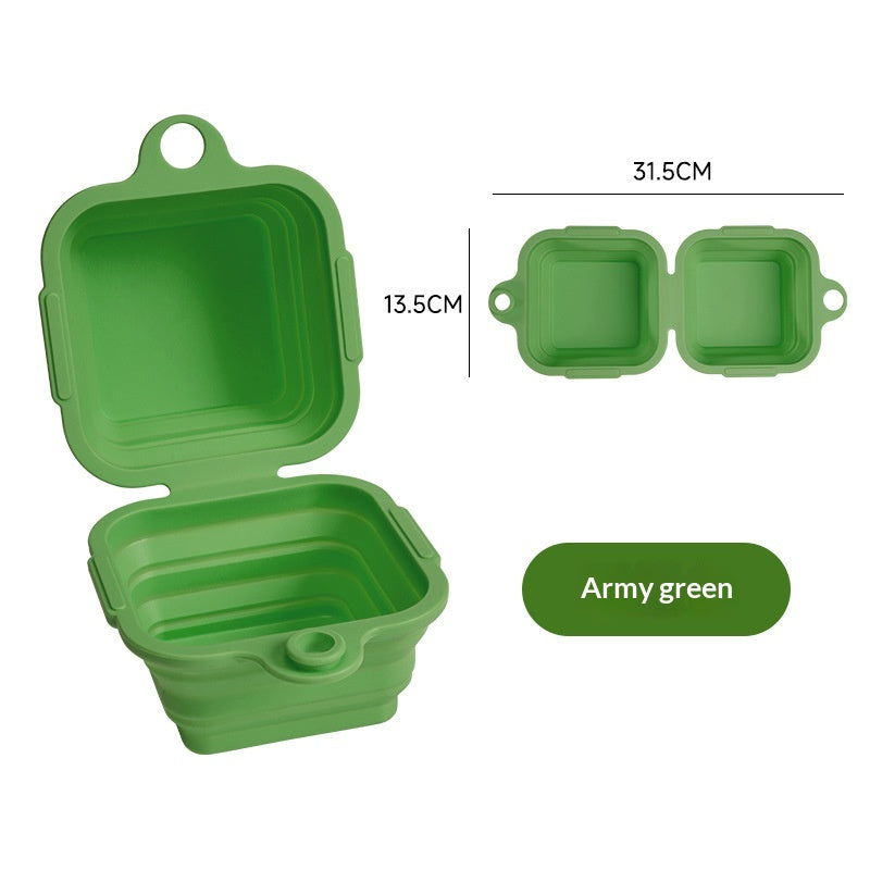 Portable Double Dog Bowl For Outdoor Use