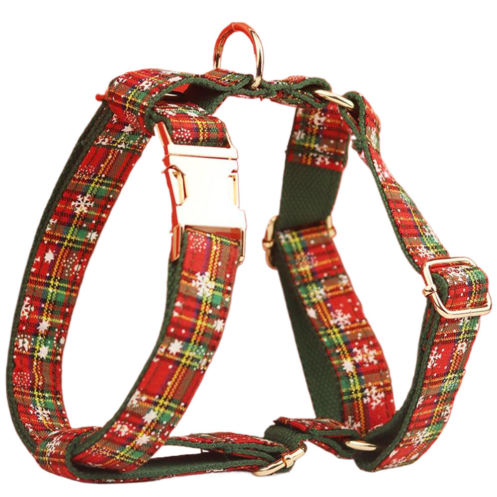 Green Background Snowflake Christmas Pet Collar