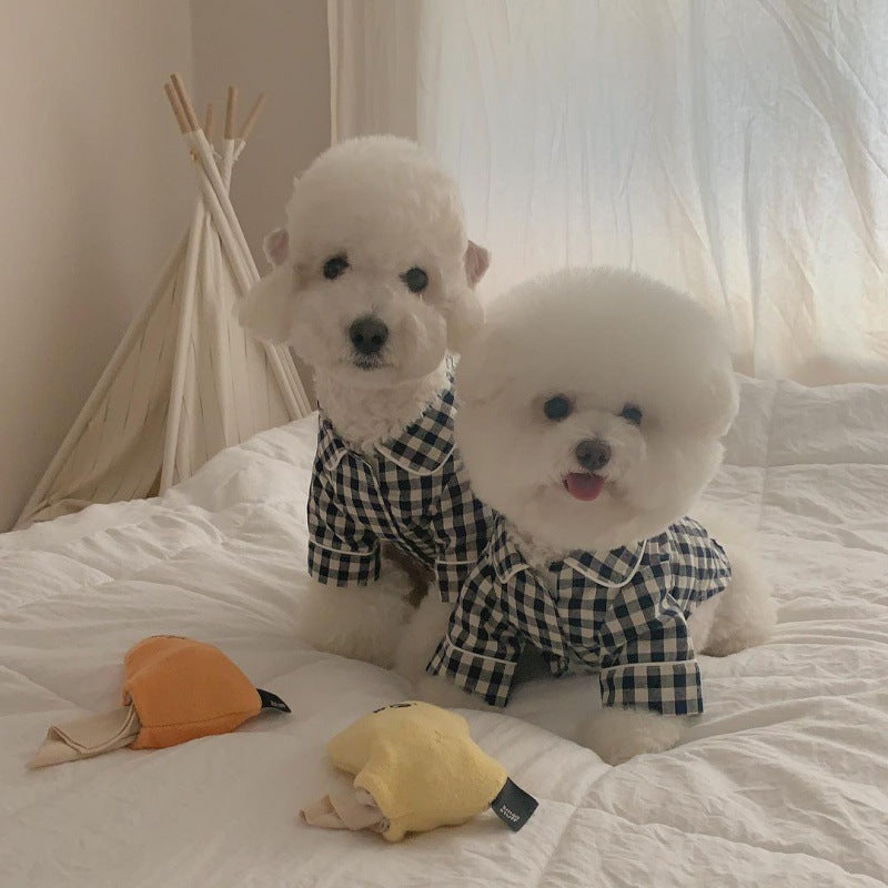 Khaki Blue Plaid Dog Pajamas