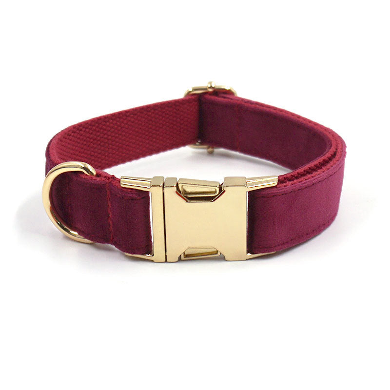 Soft Burgundy Velvet Dog Collar
