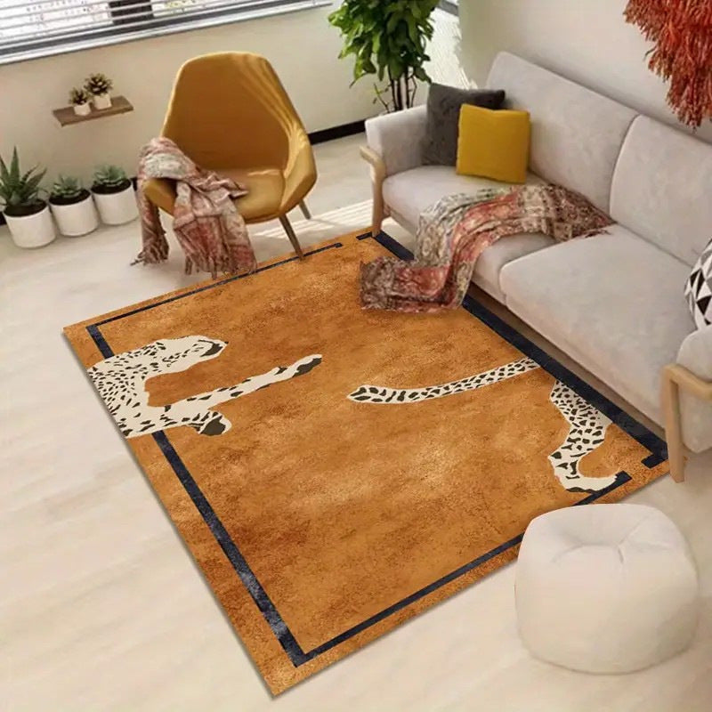 American Retro Leopard Crystal Velvet Carpet