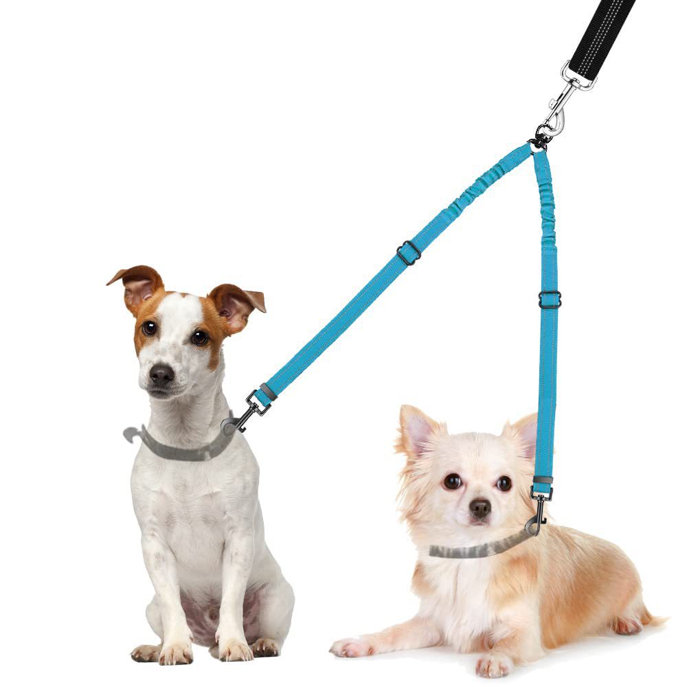 Double Dog Leash With 360 Rotating Reflective Belt