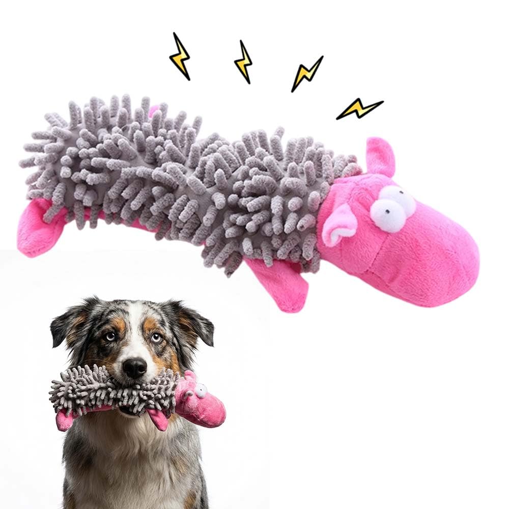 Indestructible Tough Plush Squeaky Dog Toy For Aggressive Chewers, Brown Dense Texture, Boredom Relief, Interactive Chew Toy, Durable Tug To