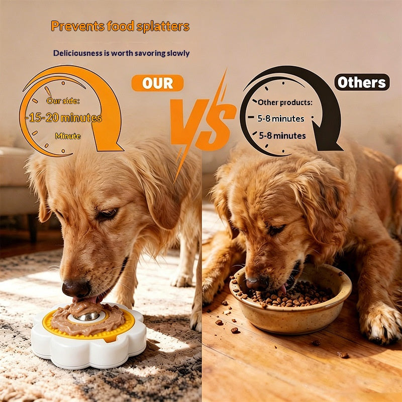 Rotating Pet Licking Bowl with Stainless Steel Ball