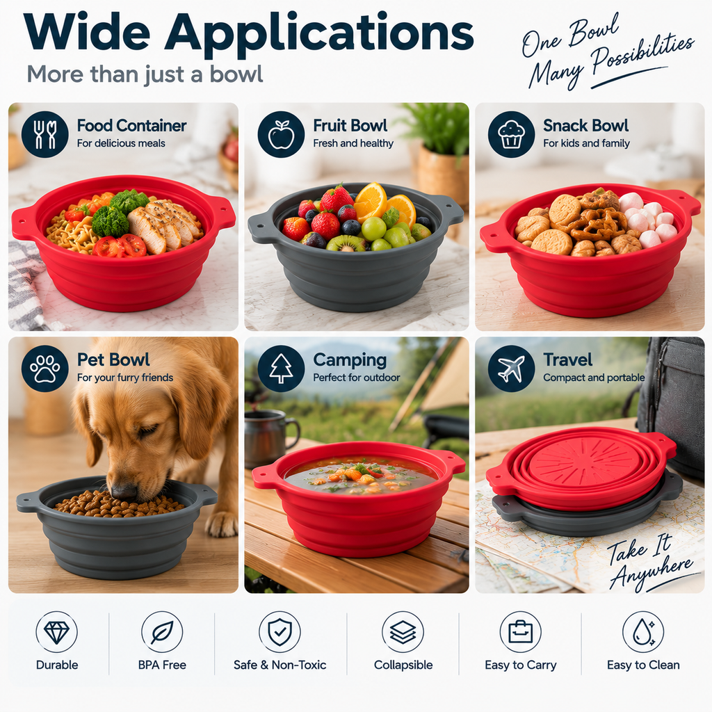 Collapsible Silicone Travel Food Bowl