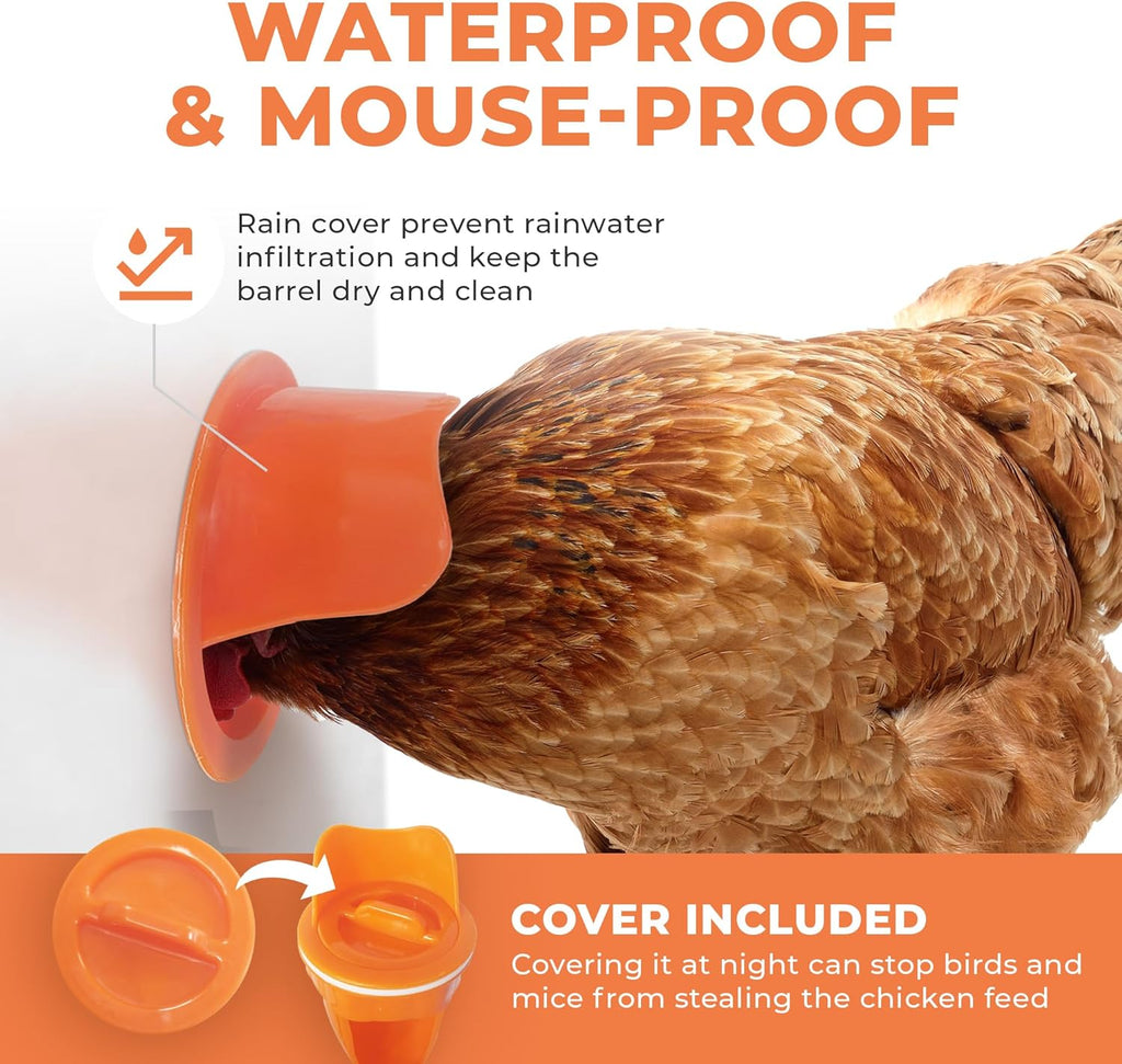 Durable Chicken Feeder Rain Proof Poultry Feeder Port Gravity Feed Kit For Buckets, Barrels, Bins, Troughs, Easy Clean - 6 Pack With Hole Sa