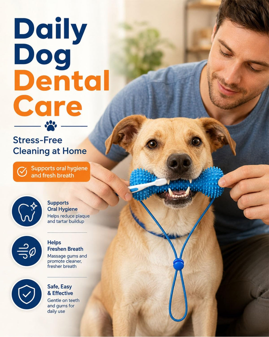 Dual-Action Dog Dental Chew And Brush Toy