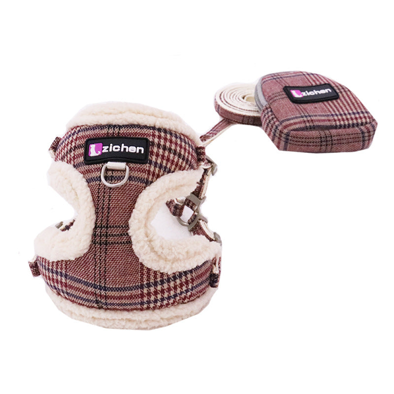 Checkered Chest Back Teddy Traction Rope