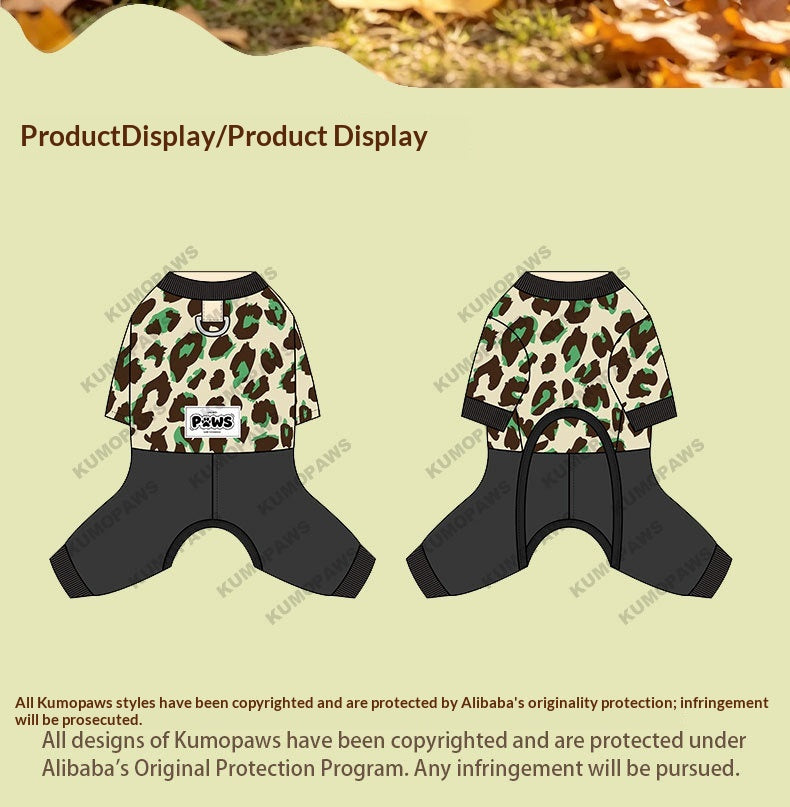 Thickened Four-Leg Leopard Print Dog Jumpsuit