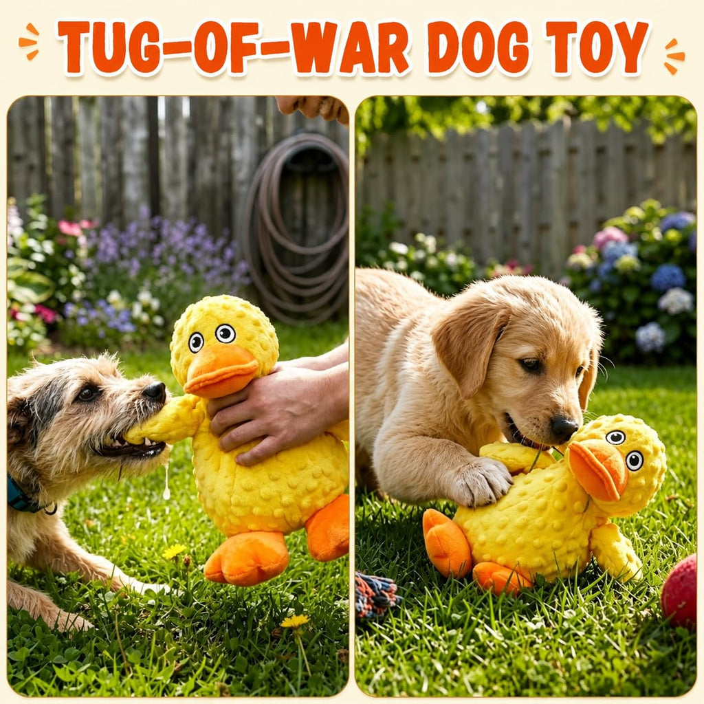 Durable Squeaky Plush Dog Toy, Chew Guard Stuffed Chew Toys For Aggressive Chewers, No Stuffing Soft Puppy Toys For Large Medium Dogs