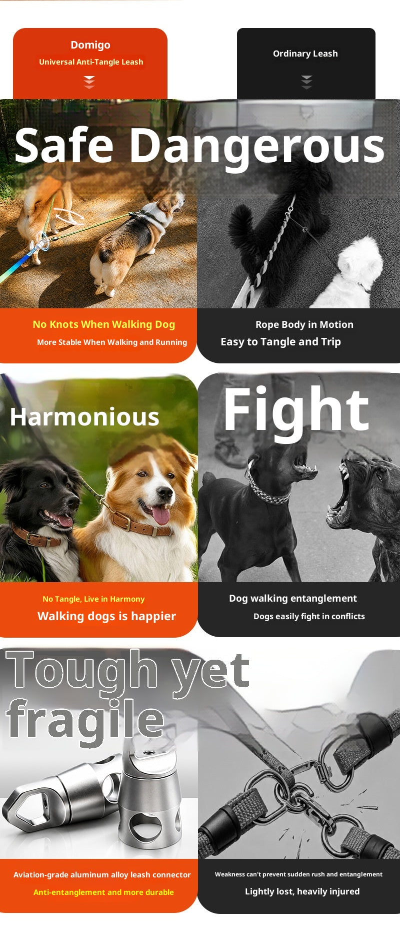 Anti-Tangle Dual Dog Leash