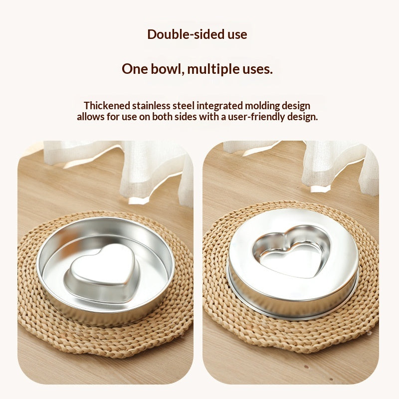 Thick Stainless Steel Heart Slow-Feeding Bowl