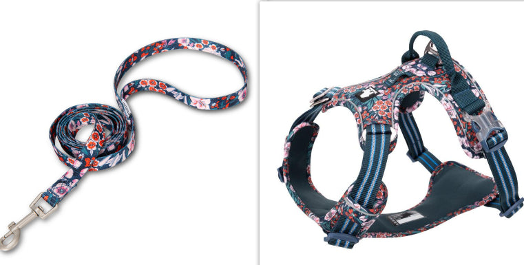 Pet Dog'S Chest Strap Floral Explosion-Proof Punching Traction