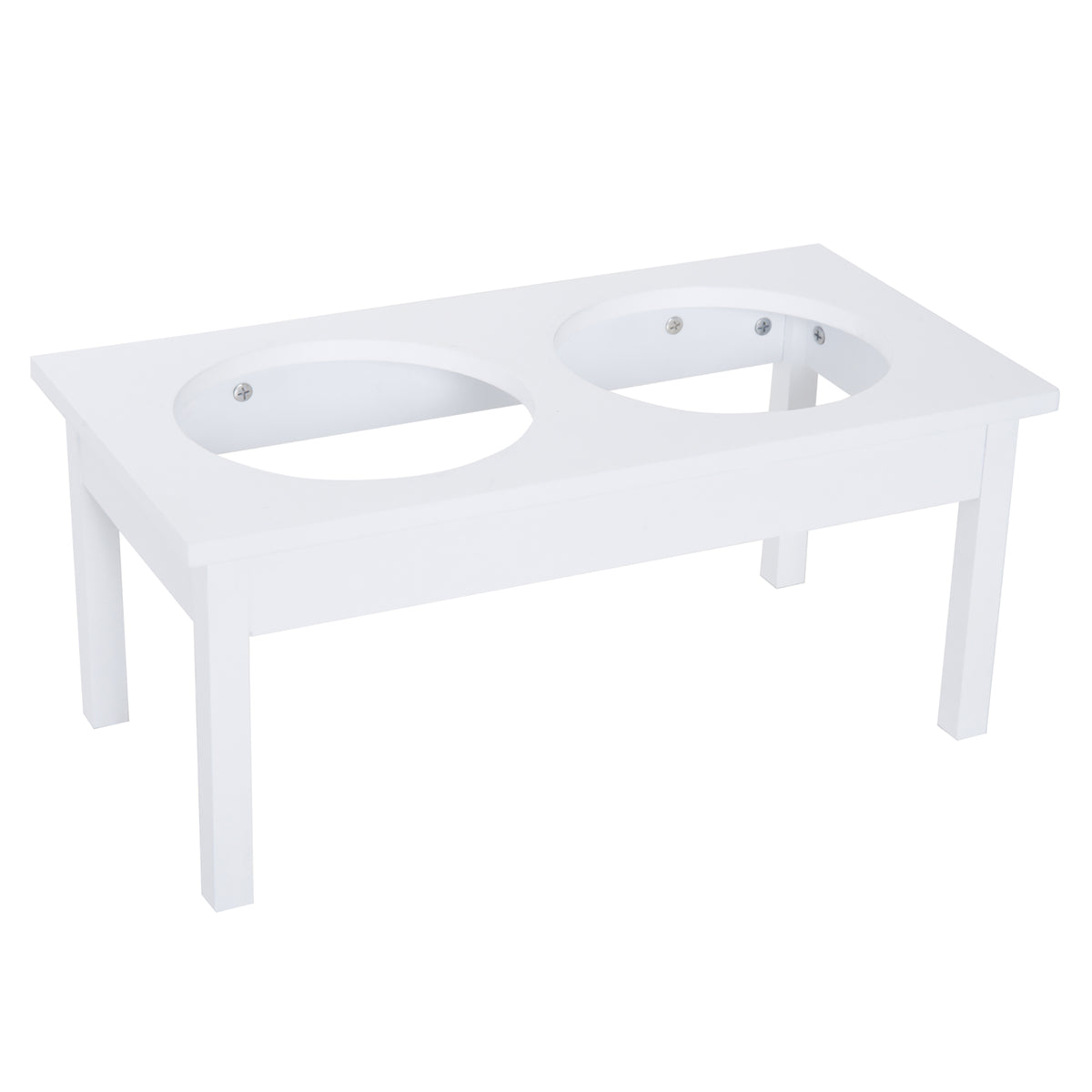 23" Wooden Heavy Duty Dog Food Bowls Pet Elevated Feeding Station -White